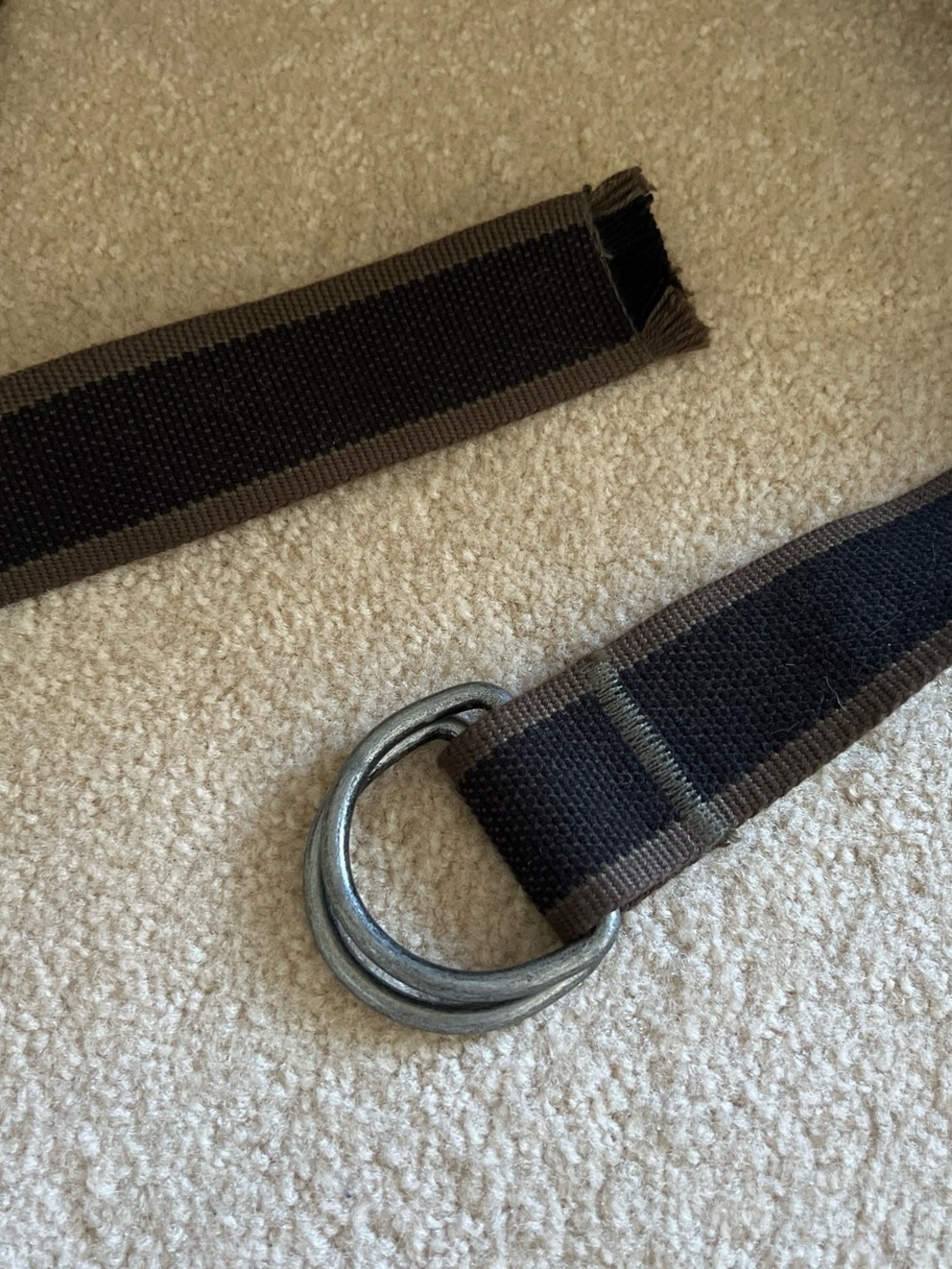 Men’s Brown & Black Canvas D-Ring Belt